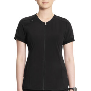 Zip Front V-Neck Top