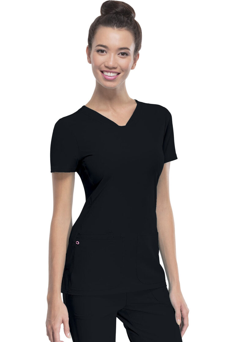 Shaped V-Neck Top - BLACK / L