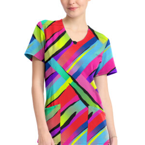 Round Print Neck Top