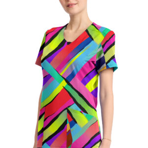 Round Print Neck Top