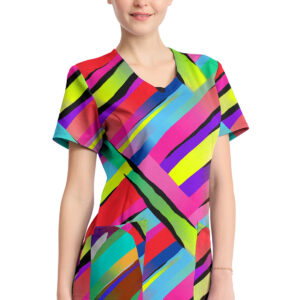 Round Print Neck Top
