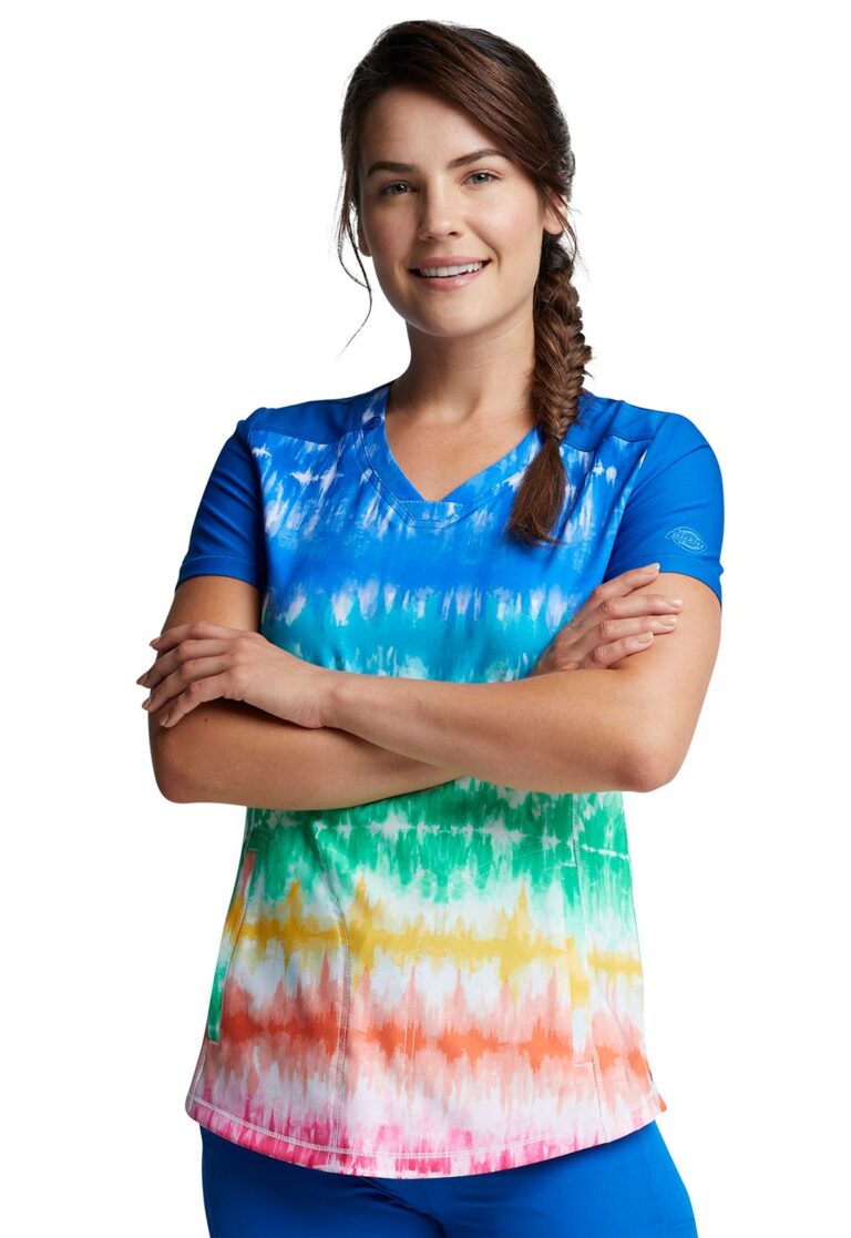 Dickies Dynamix Rainbow Stripes V-Neck Top